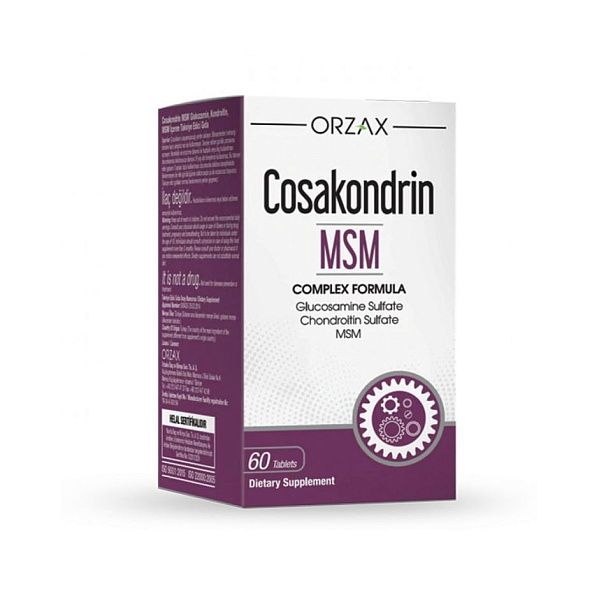 Orzax - Cosakondrin MSM - глюкозамин, хондроитин, МСМ, 60 таблеток