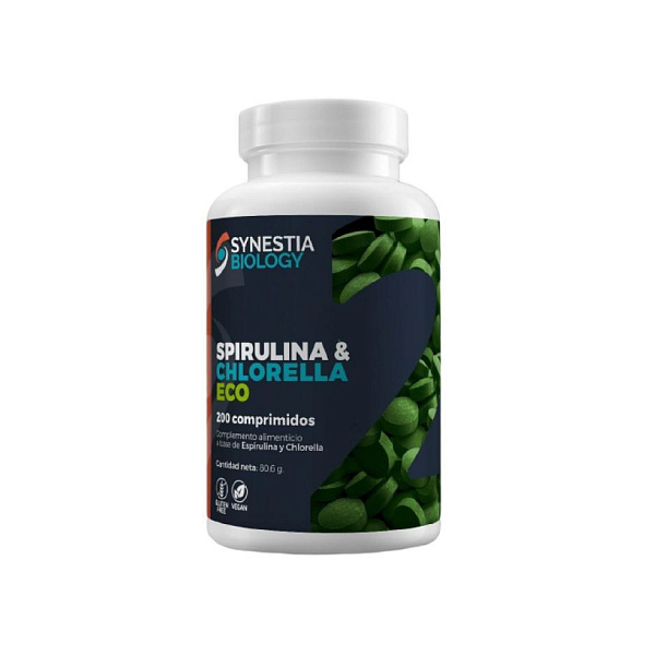 Synestia biology - Spirulina & Chlorella Eco - спирулина, хлорелла, детокс, энергия, 200 таблеток