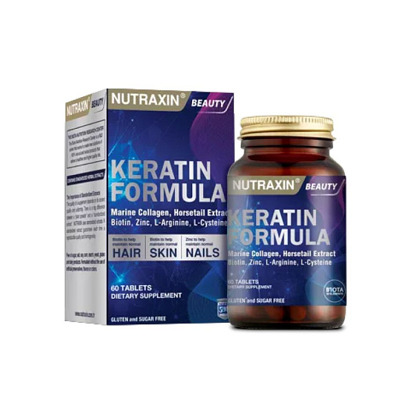 Nutraxin - Keratin Formula - кератин, витамины группы B, микроэлементы, 60 таблеток