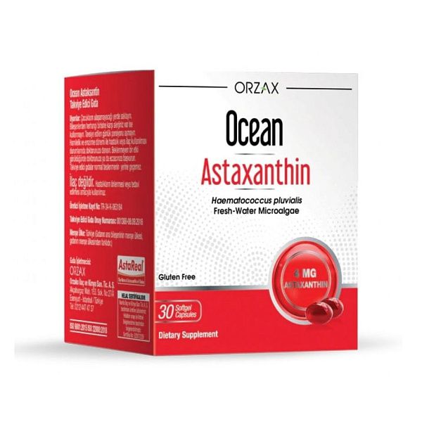 Orzax - Ocean Astaksantin - глаза и зрение, детокс и очищение, здоровая кожа, астаксантин, 4 мг, 30 капсул
