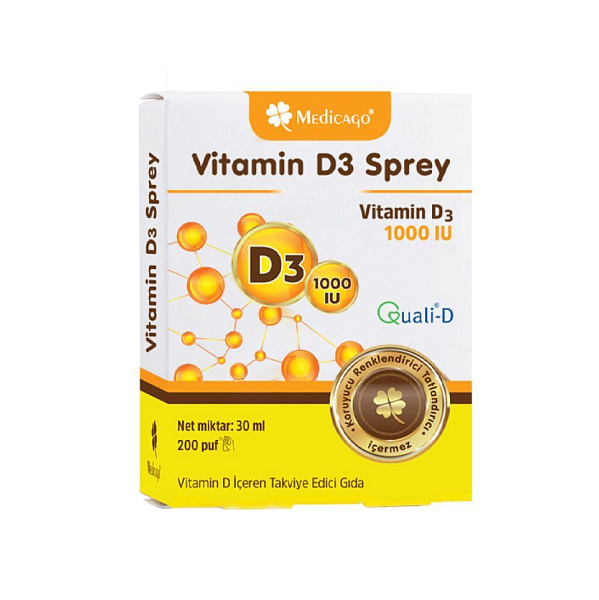 Medicago - Vitamin D3 Spray - Укрепление костей, здоровый иммунитет, витамин D3 - 1000 МЕ, спрей, 30 мл