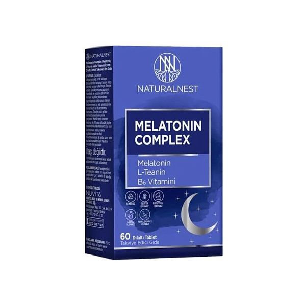 Naturalnest - Melatonin Complex - мелатонин, L-теанин, B6 (пиридоксин), 60 таблеток