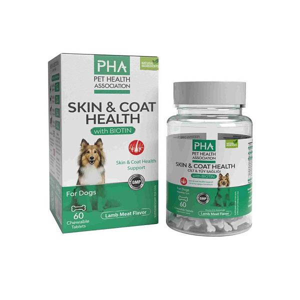 Pet Health Association - Skin-Coat Dog - здоровая шерсть и кожа, 60 таблеток