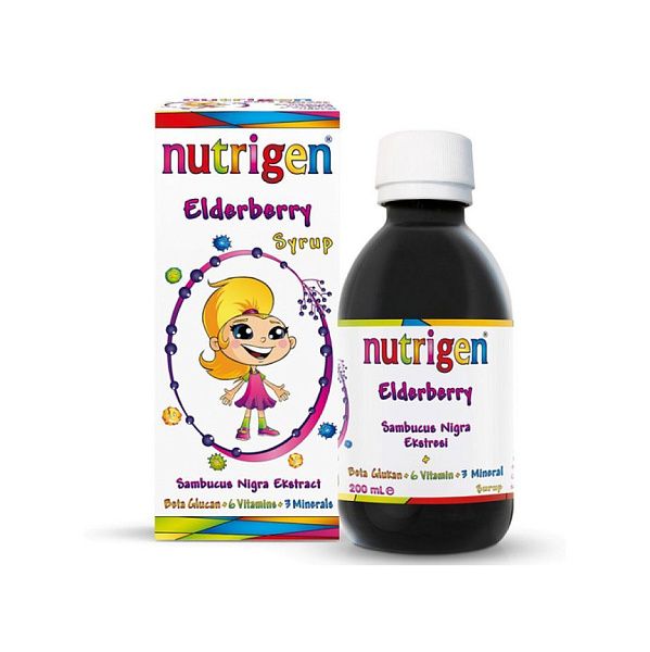 Nutrigen - Elderberry - Бузина, витамины, микроэлементы, сироп, 200 мл