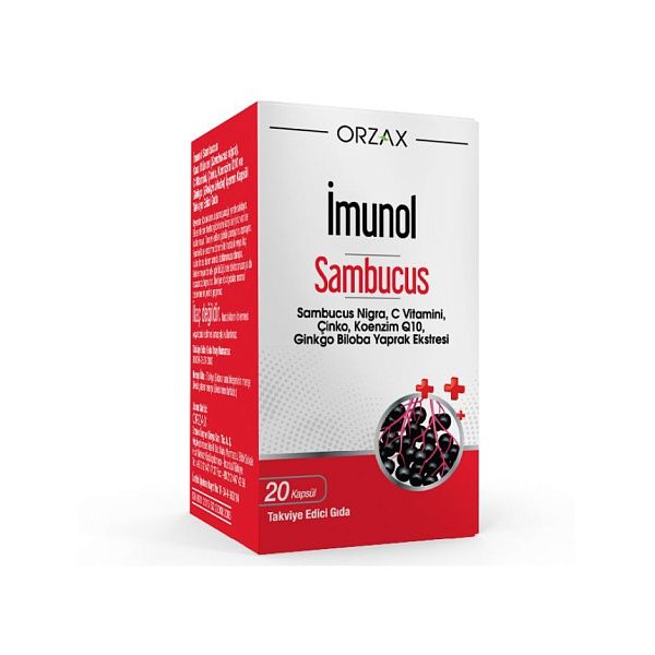 Orzax - Immunol Sambucus - черная бузина, C (аскорбиновая кислота), 20 капсул