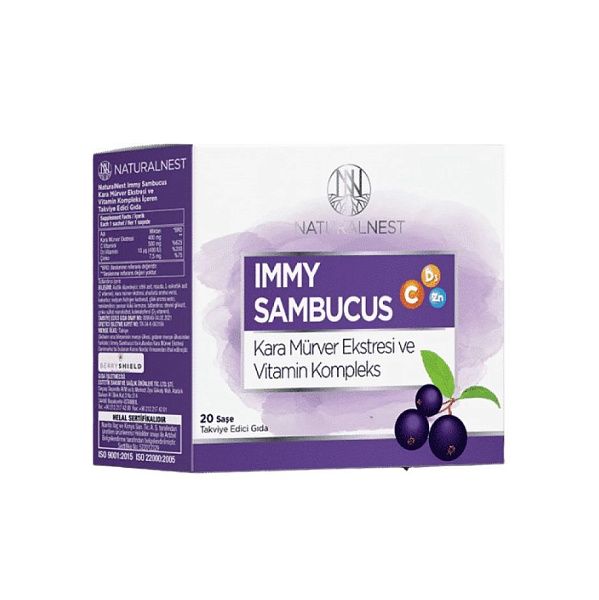 Naturalnest - Immy Sambucus sachet - черная бузина, бета-глюкан, прополис, 20 пакетиков