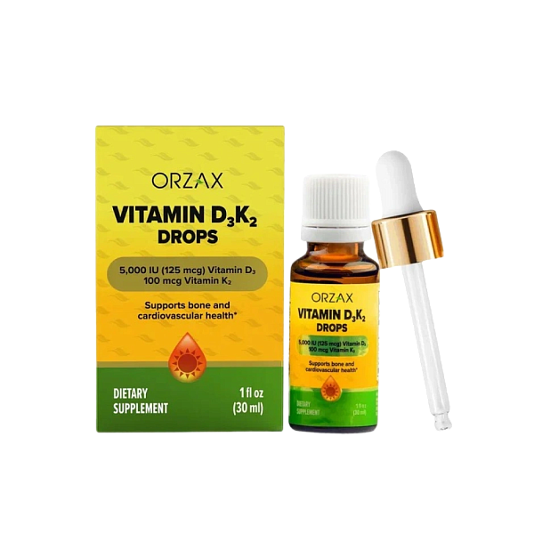Orzax - Vitamin D3 K2 Drops - D3 - 5000 МЕ; K2 - 100 мкг, 30 мл