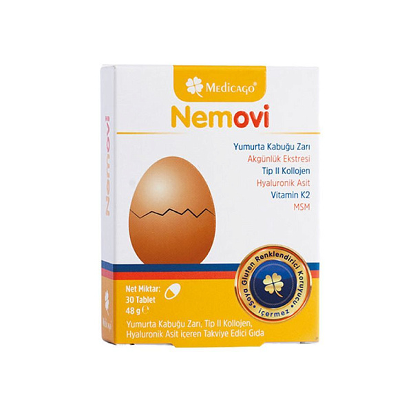 Medicago - Nemovi - яичная скорлупа, МСМ, K2 (менахинон), 30 таблеток