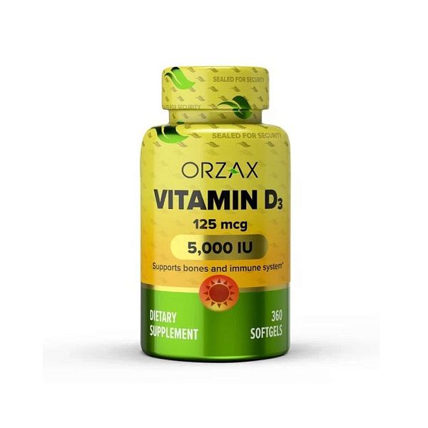 Orzax - Vitamin D3 5000 IU - D3 (холекальциферол) - 5000 МЕ, 360 капсул