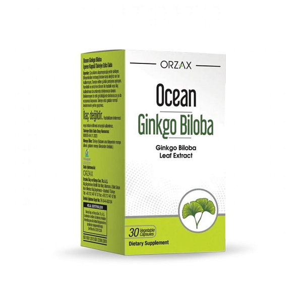 Orzax - Ocean Ginkgo Biloba - экстракт гинкго билобо, мозг и нервная система, 120 мг, 30 капсул