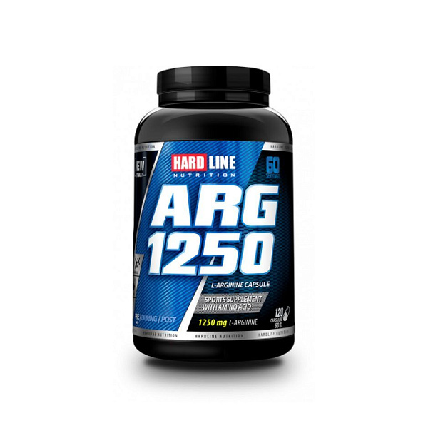 Hardline - Arg 1250, аргинин, 1250 мг, 120 капсул