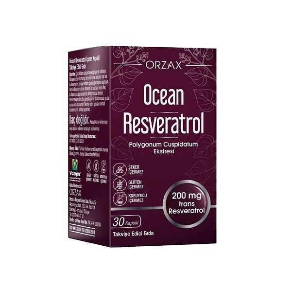 Orzax - Ocean Resveratrol - ресвератрол, сердце и сосуды, мозг и нервная система, диабет, 100 мг, 30 капсулы