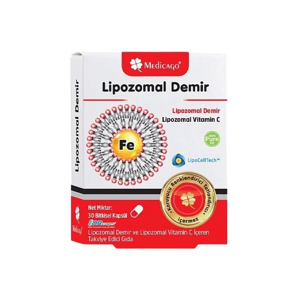 Medicago - Liposomal Iron - крепкий иммунитет, липосомальное железо, липосомальный витамин C, 30 капсул