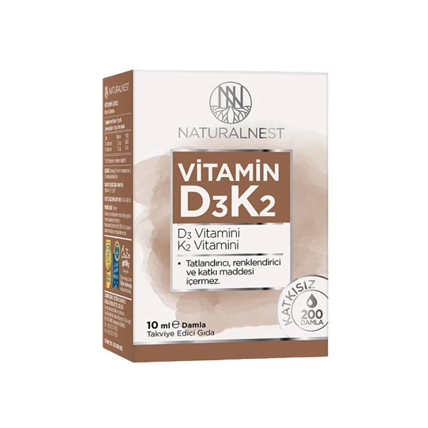 Naturalnest - Vitamin D3 K2 - D3 (холекальциферол), K2 (менахинон) - 1000 МЕ, 10 мл