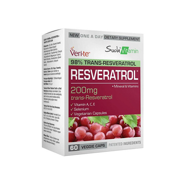 Suda Vitamin - Resveratrol - очищение организма, защита от свободных радикалов, ресвератрол, витамины, 60 капсул
