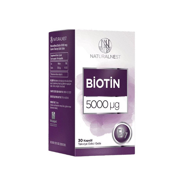 Naturalnest - Biotin - B7 (биотин) - 5000 мкг, 30 капсул