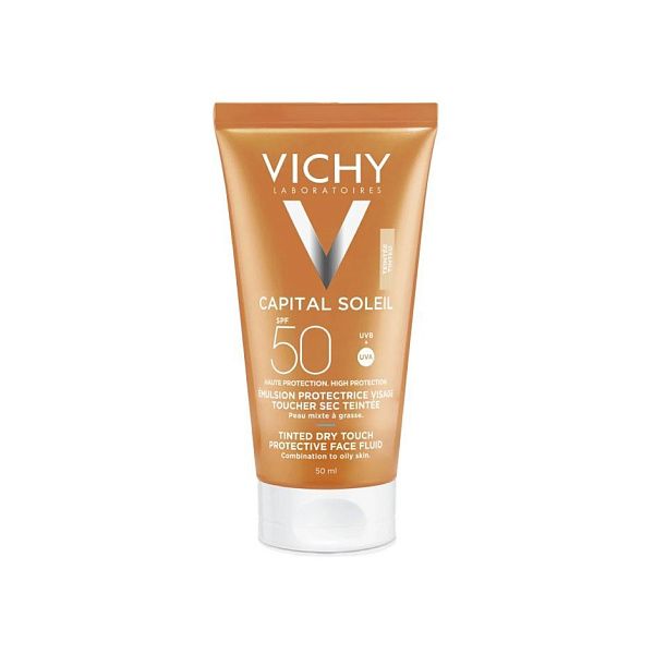 Vichy - Capital Soleil Tinted Dry Touch Fluid SPF 50 - Тональный солнцезащитный крем против блеска, 50 мл