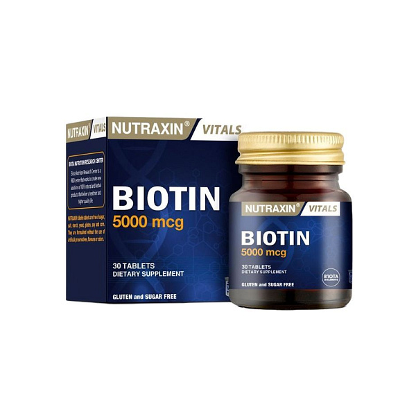 Nutraxin - Biotin - B7 (биотин) - 5000 мкг, 30 таблеток