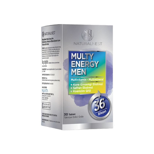 Naturalnest - Multy Energy Men - комплекс для мужчин, витамиины, микроэлементы, аминокислоты, 30 таблеток