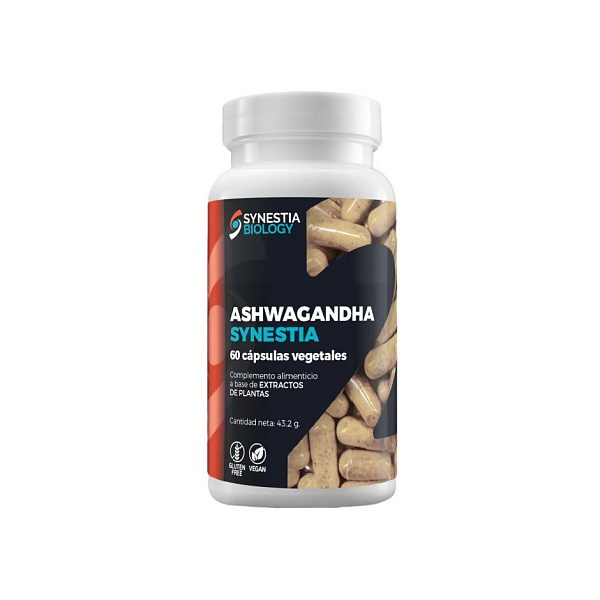 Synestia biology - Ashwagandha, ашваганда, снижение стресса, повышение работоспособности, 500 мг, 60 капсул