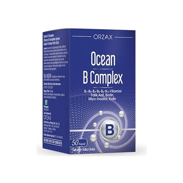 Orzax - Ocean B complex - мозг и нервная система, здоровье волос, здоровая кожа, для энергии, 50 капсул