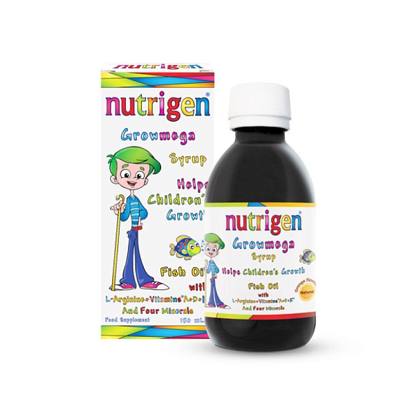 Nutrigen - Growmega - рост и развитие, омега-3, аргинин, витамины, сироп, 150 мл