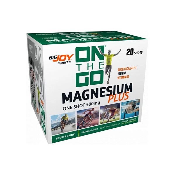 Bigjoy - OnTheGo Magnesium Plus - аминакислоты, микроэлементы, со вкусом апельсина, 25 бутыльков, 25мл
