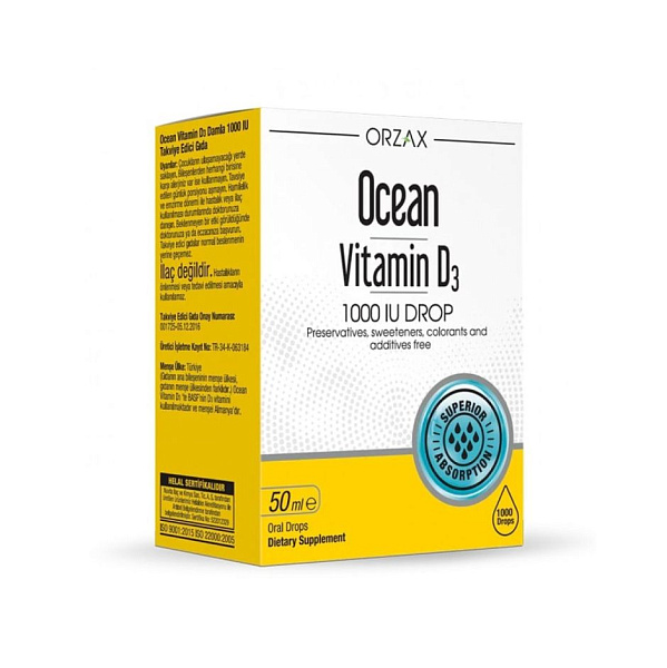 Orzax - Ocean Vitamin D3 Drop - укрепление иммунитета, костей, суставов и связок, мозг и нервная система, капли, 50 мл
