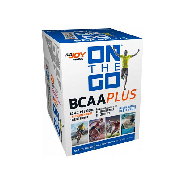 Bigjoy - OnTheGo BCAA Plus, аминокислоты, 20 пакетиков, 20 грамм 